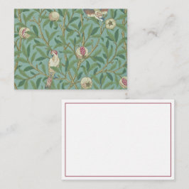 Tarjeta Pequeña William Morris, Aves y Pommegrenados - Verde