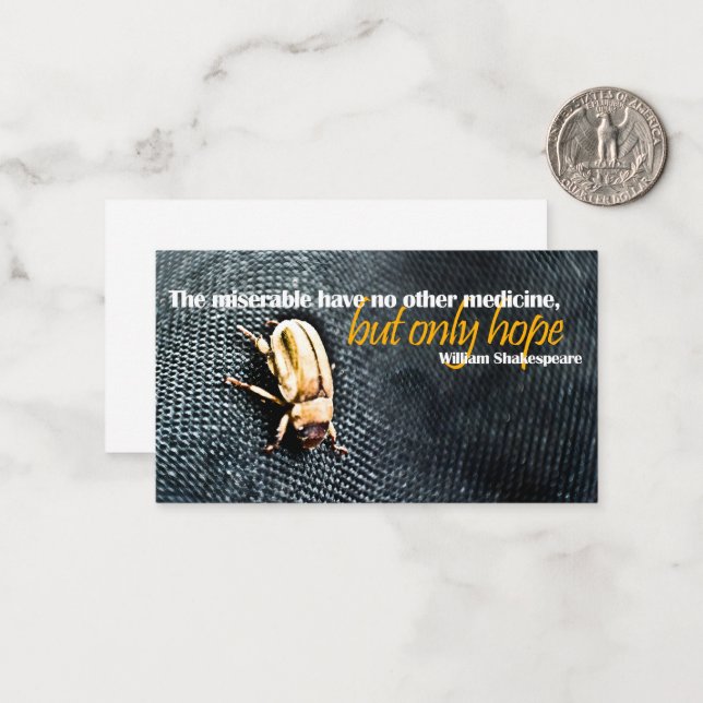 Tarjeta Pequeña William Shakespeare cita Inspiradora "esperanza" (Anverso/Reverso In Situ)