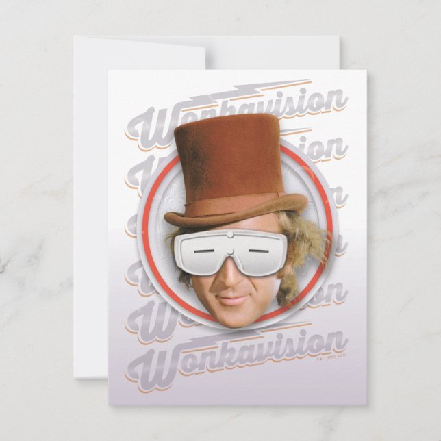 Tarjeta Pequeña Willy Wonka con gafas de Wonkavisión (Anverso)