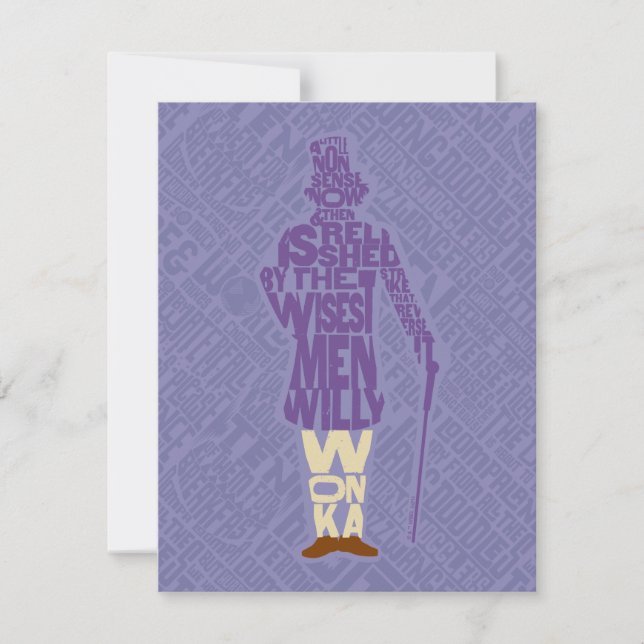 Tarjeta Pequeña Willy Wonka Quote Silhouette (Anverso)