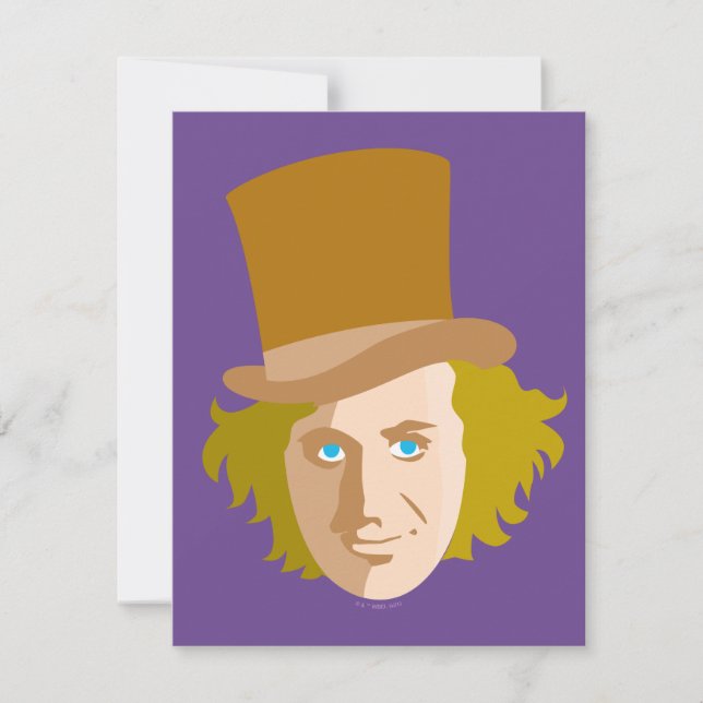 Tarjeta Pequeña Willy Wonka Stenciled Face Graphic (Anverso)