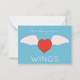 Tarjeta Pequeña Winged Love Valentine Flat Note Card