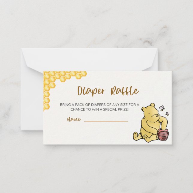 Tarjeta Pequeña Winnie the Pooh Baby Shower Diaper Raffle (Anverso)