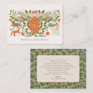 Tarjeta Pequeña Winter Foliage Cream Baby Shower Gracias