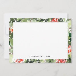 Tarjeta Pequeña Winter Greenery and Red Berries Holiday Note Card