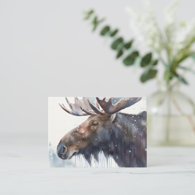 Tarjeta Pequeña Winter Moose (Anverso de pie)