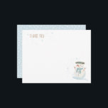 Tarjeta Pequeña Winter Wonderland Cute Snowman y Snowflake<br><div class="desc">🎄 Un muñeco de nieve juguetón y copos de nieve girando en torno al escenario para una mágica celebración de cumpleaños.</div>