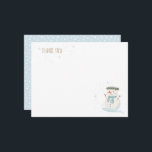 Tarjeta Pequeña Winter Wonderland Cute Snowman y Snowflake<br><div class="desc">🎄 Un muñeco de nieve juguetón y copos de nieve girando en torno al escenario para una mágica celebración de cumpleaños.</div>