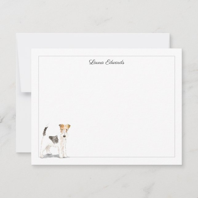 Tarjeta Pequeña Wire Fox Terrier Gray Border Personalized (Anverso)