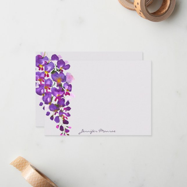 Tarjeta Pequeña Wisteria personalizada morada (Anverso/Reverso In Situ)