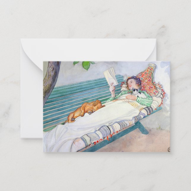 Tarjeta Pequeña Woman Lying on a Bench, 1913 by Carl Larsson (Anverso)