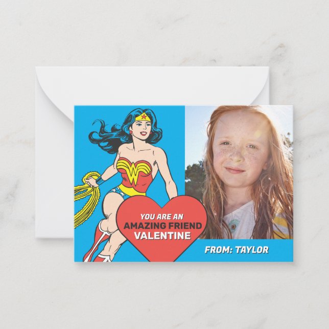 Tarjeta Pequeña Wonder Woman Super Amiga | Día de San Valentín (Anverso)