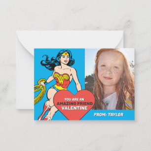 Tarjeta Pequeña Wonder Woman Super Amiga   Día de San Valentín