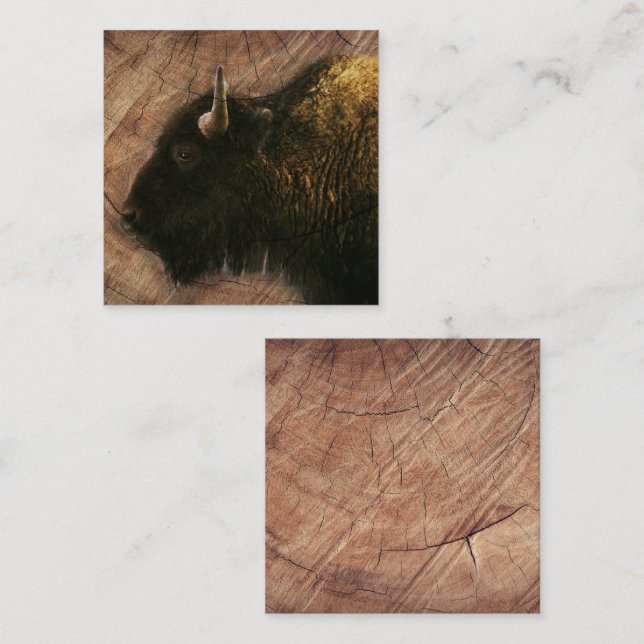 Tarjeta Pequeña Wood Bison Buffalo (Anverso / Reverso)