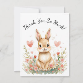 Tarjeta Pequeña Woodland Animal Baby Bunny Kids Pink Hearts Floral