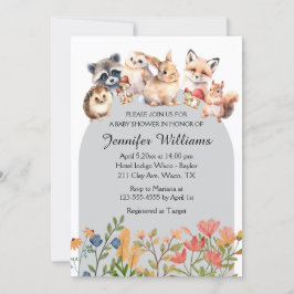 Tarjeta Pequeña woodland animals arch baby shower invitation