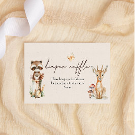 Tarjeta Pequeña Woodland Animals Boho Baby Shower Diaper Raffle