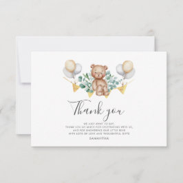 Tarjeta Pequeña Woodland Bear Baby Shower Gracias