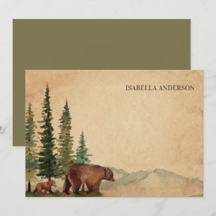 Tarjeta Pequeña Woodland Mama & Baby Bear