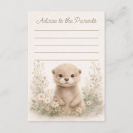 Tarjeta Pequeña Woodland Otter Baby Shower Advice to Parents Cards