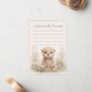 Tarjeta Pequeña Woodland Otter Baby Shower Advice to Parents Cards