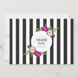 Tarjeta Pequeña Wreath Floral Moderna Striped Gracias