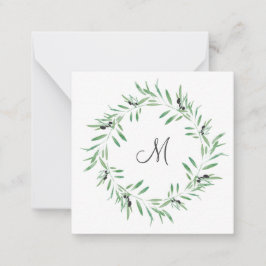 Tarjeta Pequeña Wreth de color de agua negro de oliva