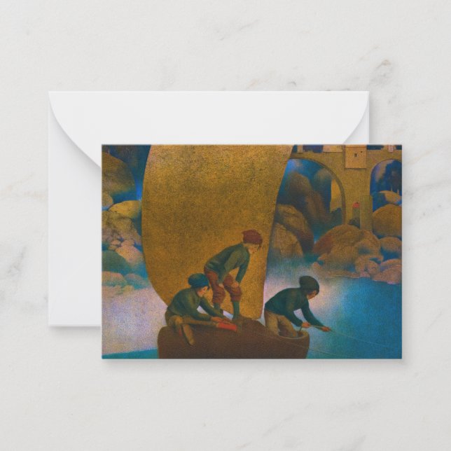 Tarjeta Pequeña Wynken, Blynken y Nod, 1905 por Maxfield Parrish (Anverso)