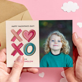 Tarjeta Pequeña XOXO Love Brush Strokes photo classroom valentines