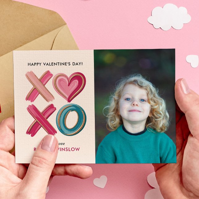 Tarjeta Pequeña XOXO Love Brush Strokes photo classroom valentines (Subido por el creador)