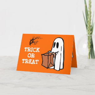 Tarjeta Pequeña y dulce truco fantasma o trata a los niños