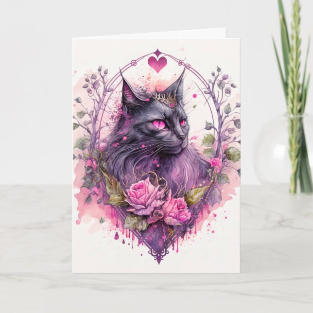 Tarjeta Pequeña y majestuosa bruja gatesina | Halloween (Anverso)