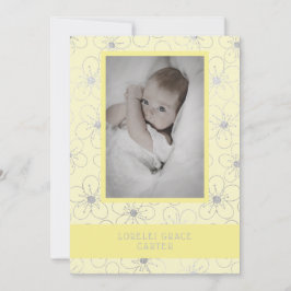 Tarjeta Pequeña Yellow Wildflowers Silver Photo Naming Ceremony
