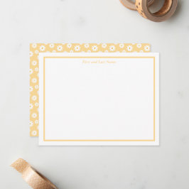Tarjeta Pequeña Yellow with White Daisy Pattern Note Cards