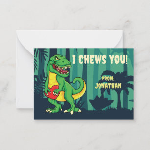 Tarjeta Pequeña Yo Mastico Día de San Valentín de Clase T-Rex Fies