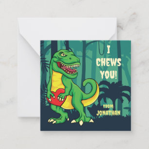 Tarjeta Pequeña Yo Mastico Día de San Valentín de Clase T-Rex Fies
