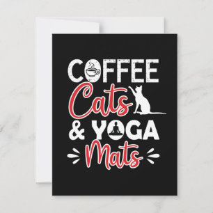 Tarjeta Pequeña Yoga Lover Coffee Cat Y Yoga Mates