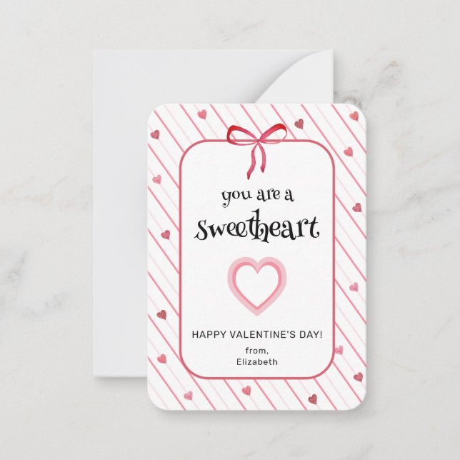 Tarjeta Pequeña You Are A Sweetheart Classroom Valentine (Anverso)