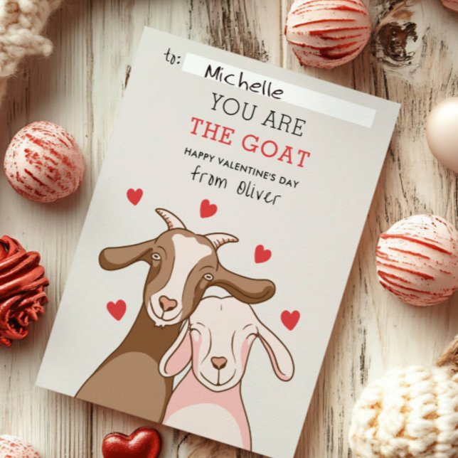 Tarjeta Pequeña You Are GOAT Pun FUNNY KID classroom valentines (Subido por el creador)