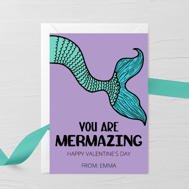 Tarjeta Pequeña You Are Mermazing Valentine’s Day Card for Kids (Subido por el creador)