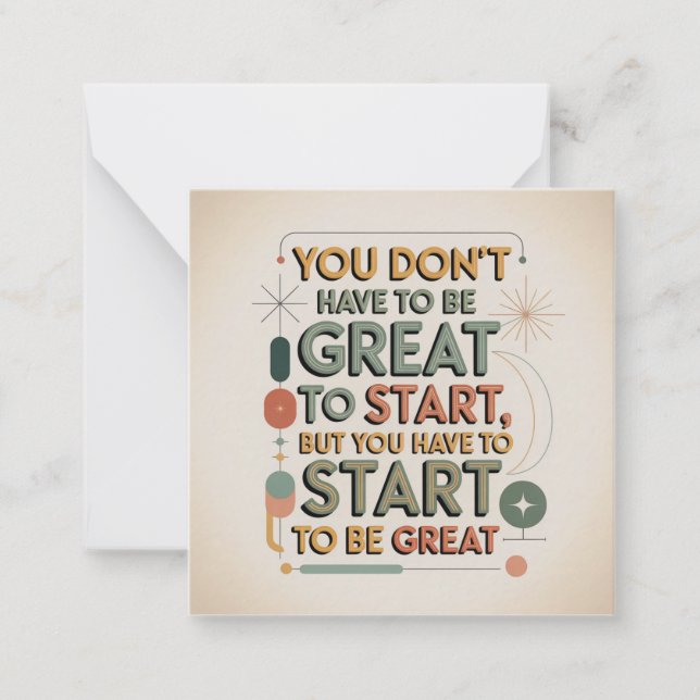Tarjeta Pequeña You Don't Have To Be Great To Start (Anverso)