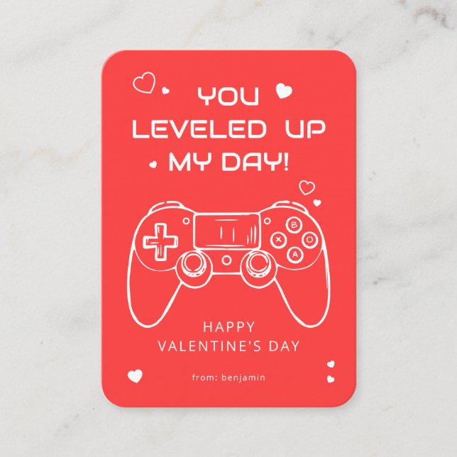 Tarjeta Pequeña You Leveled Up My Day Gamer Valentine (Anverso)