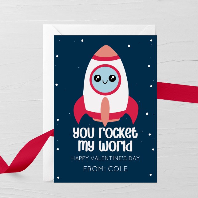 Tarjeta Pequeña You Rocket My World Kids Valentine’s Day Card (Subido por el creador)