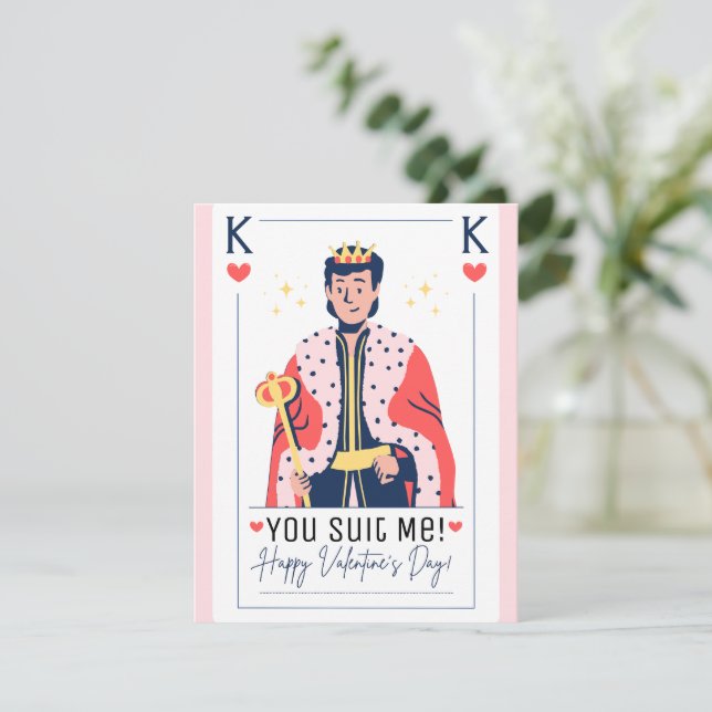 Tarjeta Pequeña You Suit Me King of Hearts Valentine (Anverso de pie)