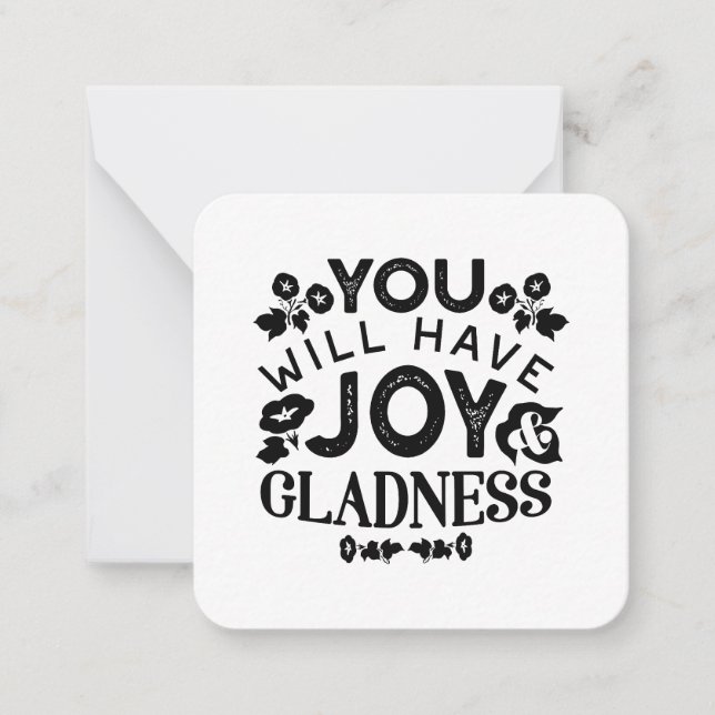 Tarjeta Pequeña You Will Have Joy and Gladness Inspirational Quote (Anverso)