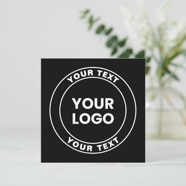 Tarjeta Pequeña Your Uploaded Logo + Bold Circular Text  (Anverso de pie)