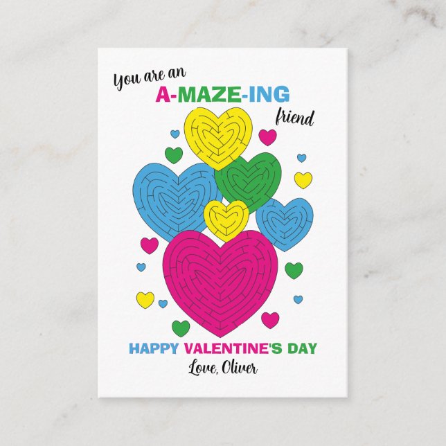 Tarjeta Pequeña You're Amazing Maze Classroom Valentine Note Card (Anverso)