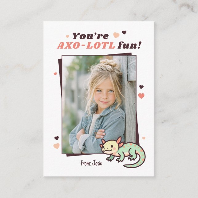 Tarjeta Pequeña Youre Axo-Lotl Fun Photo Kids Valentine (Anverso)
