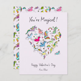 Tarjeta Pequeña You're Magical, Cute Unicorn Kids Valentine's Day 