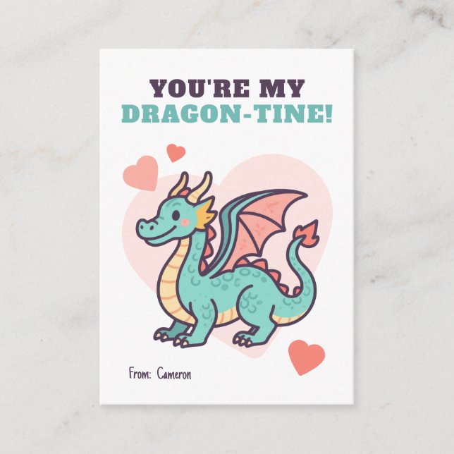 Tarjeta Pequeña You're My Dragon-Tine Kids Valentine (Anverso)